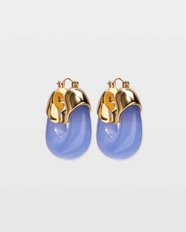 Mini Organic Hoop Earrings in Periwinkle